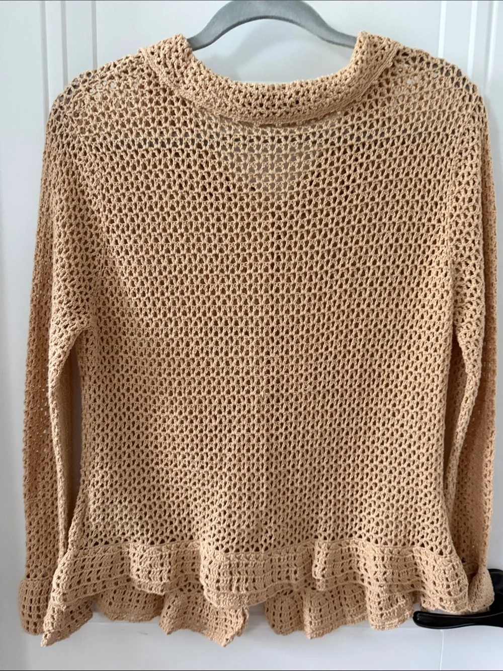 Zara Limited Edition Crochet Button-Front Cardigan with Ruffle Trim